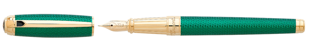 S.T. Dupont Firehead Guilloche Line D Large Emerald Fountain Pen 410113L